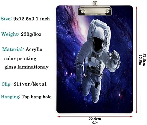 Naanle Magic Universe Cool Astronaut akrilni međuspremnik sa kopčom niskog profila, A4 Standardna veličina 9 x 12,5 drvena ploča za