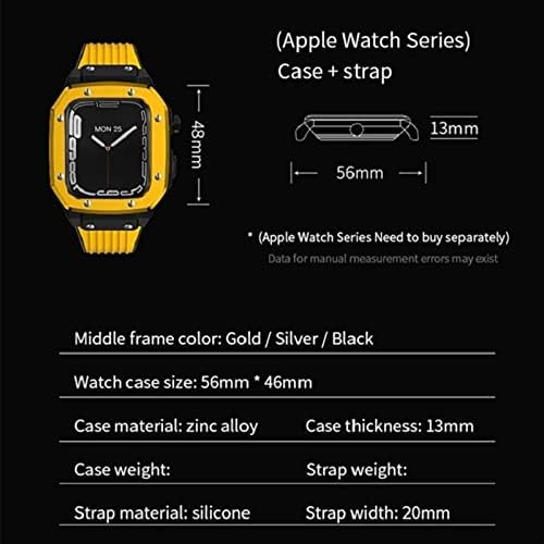 BOLSA ALLOY CASE kaiš za Apple Watch serija 8 7 6 5 4 SE 45mm 44mm 42mm Luksuzna metalna gumena od nehrđajućeg čelika Modifikacija