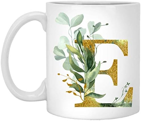Alfa / e grafičko slovo E šolja za kafu-Abeceda pismo Monogram E-zlato svjetluca bilo koje slovo cvjetna Abeceda čaj kafa topla čokoladna