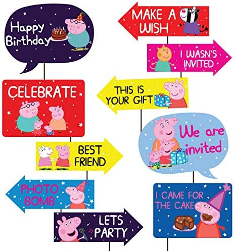 10 komada Peppa-svinja rođendan tema Photo Booth rekvizite za djecu / tema Rođendanska zabava Photobooth rekvizite i photobooth različitih rođendan teme Indijski kolekcionarski