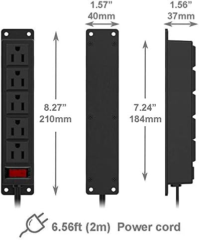 Montažne strujne trake za montiranje na zid utičnice zavrtite utičnicu za napajanje u stolu ispod elektrane 5ac utičnica 6,56 stopa Produžni kabl, Prekidač za uključivanje i isključivanje
