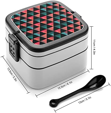 Retro trokut ručak kutija prijenosni dvoslojni bento kutija veliki kapacitet za ručak kontejner za hranu sa kašikom