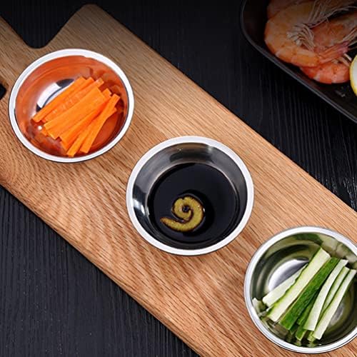 Doitool Snack spremnik 8pcs nehrđajući umak od nehrđajućeg čelika Sushi Rigping Bowl Cucnes Bowl Mini predjela ploča za sirće za kućnu kuhinju 8. 5cm japanske ploče