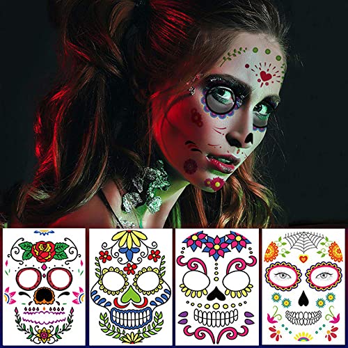 13pcs Halloween Privremene tetovaže za zabavu za zabavu Masquerade lobanje lice crvene ružne maske tetovaže Halloween Privremene tetovaže