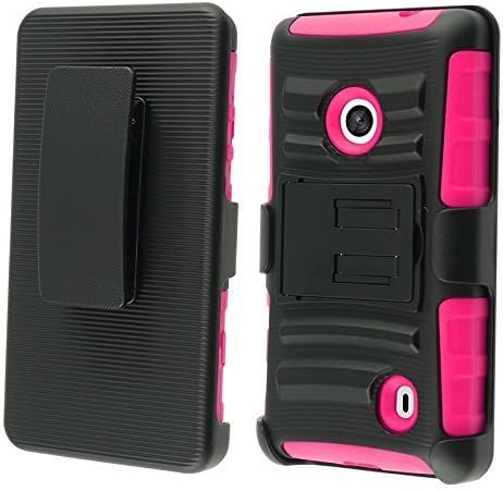 Nokia Lumia 521 poklopac bočnog postolja sa futrolom - ružičasta + crna boja