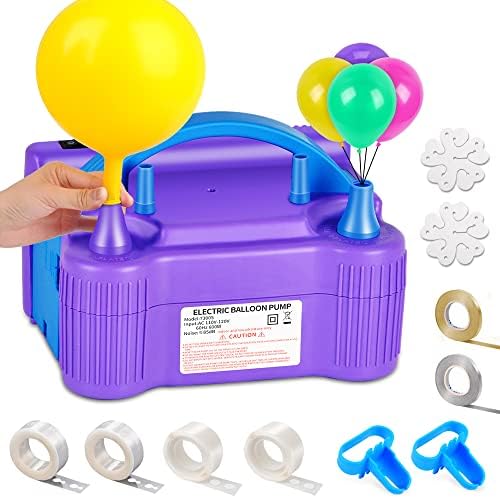 Balonska pumpa električna, vazdušna pumpa sa balonom sa dvostrukom mlaznicom za naduvavanje balona sa kompletom lučnih traka za potrepštine za zabavu ukrasi za tuširanje beba