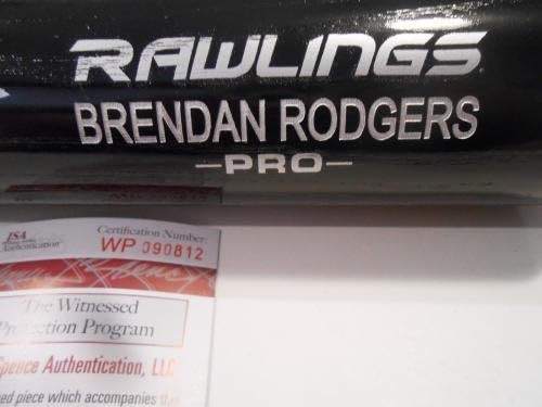 Brendan Rodgers potpisao Crni Rawlings Pro BAT W / JSA Coa Colorado Rockies - autogramirani MLB šišmiši