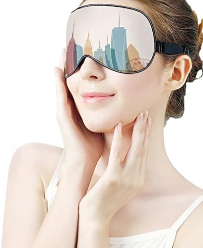 New York City Skyline Silhouette Slepooko Maska za spavanje Noćna nijansa Pokrivač podesivi za oči sa smešna grafikom za žene Muškarci