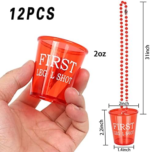 AIFAMY 12 kom Shot Glass ogrlice 21st rođendan Shot Staklo Perla ogrlica plastike Shot ogrlica Cup 2 oz za proslavu sestra brat okreće