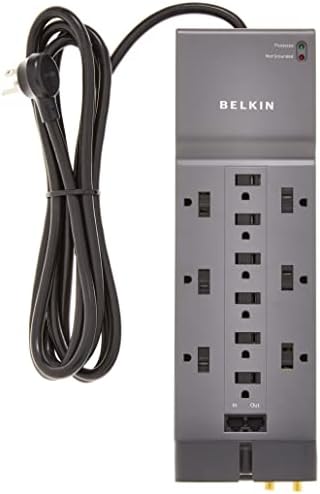 Belkin 12-Izlazna utičnica Prenaponska zaštita sa kablom od 10 stopa i telefonom, siva - & amp; strujna traka za zaštitu od prenapona