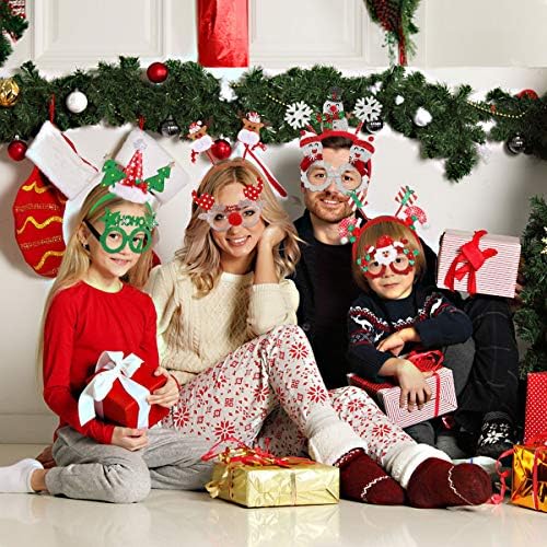 TOYANDONA Božić naočare okvir i trake za glavu, 4pcs Funny Glitter Božić naočare i 4pcs Božić obruč za kosu za zabavu usluge