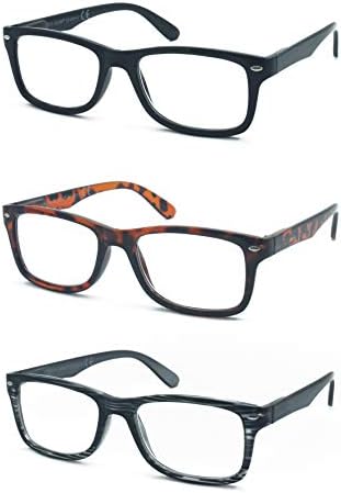 Zoom očiju 3 pakovanje vintage plastične naočale za čitanje za muškarce i žene, višebojne boje