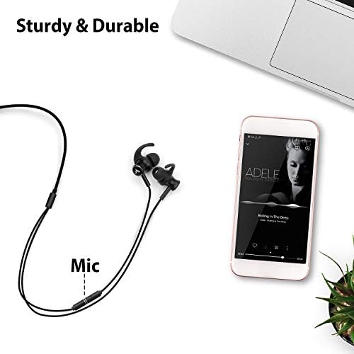 AVANTREE ME12 Sportski uši koji su ožičeni mikrofom, znojnim slušalicama za trčanje sa ušicom, metalni u slušalica za uši za vježbanje za vježbanje, kompatibilna sa iPhoneom Android mobitelom PC-om