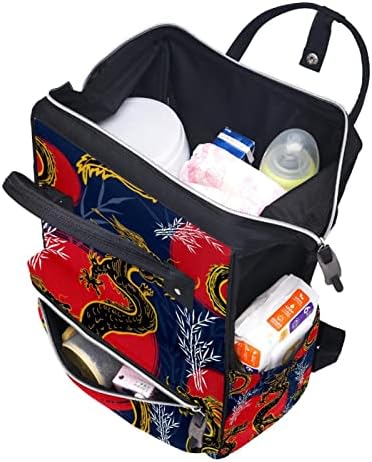 Kineski crni zlatni zmaj crveni sunce rugački ruksak ruksak za bebe nazivne torbe za promjenu multi funkcije Velika kapaciteta putnička torba