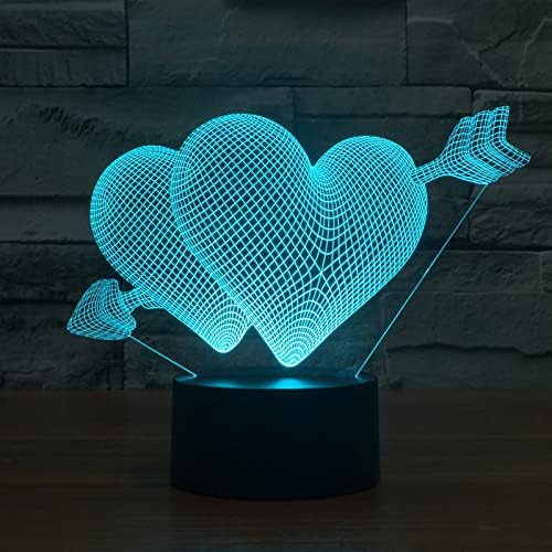 Love Romantic Glow LED noćno svjetlo 3D strelica kroz srce 7 boja optička iluzija lampa senzor na dodir savršen za Božićnu zabavu