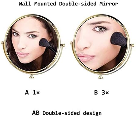 YFQHDD ogledalo za brijanje zidno ogledalo za šminkanje 8-inčno dvostrano okretno zidno ogledalo, proširivo sklopivo kupatilo za brijanje Kozmetičko ogledalo za šminkanje-3x uvećanje zlatno