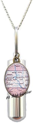 AllMapsupplier modna kremacija urn ogrlica, južna Dakota Karta Urn, južna Dakota Karta Kremacija urna ogrlica, državni kartu Nakit