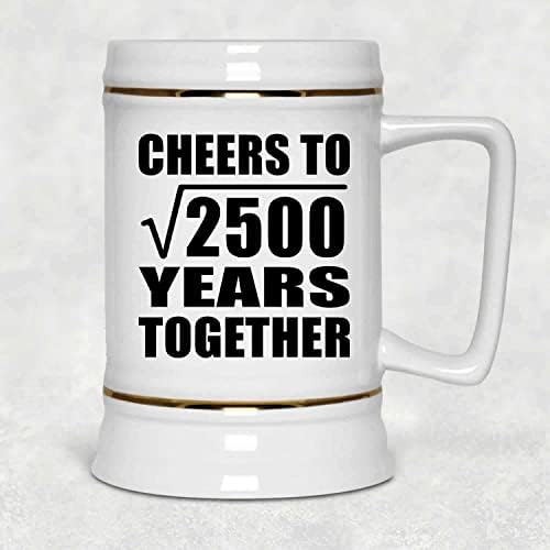 Dizajnirajte 50. godišnjicu na četvornim korijenima od 2500 godina zajedno, 22oz pivo Stein keramičke tankerd šalice sa ručkom za zamrzivač, pokloni za rođendan godišnjica Božićne Xmas