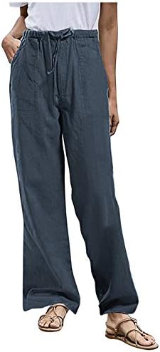 DSODAN posteljine za žene Ležerne prilike sa labavim teretnim pantalonama sa džepom Plus veličine za crtanje široke noge Solid Color Gant