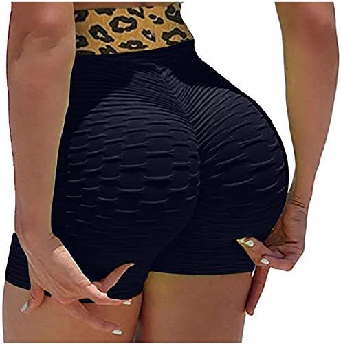 Teksturirani ženski viši struk Spandex Yoga kratke hlače za biciklističke poteze ženske trčanje plesne odbojke kratke hlače gamaše
