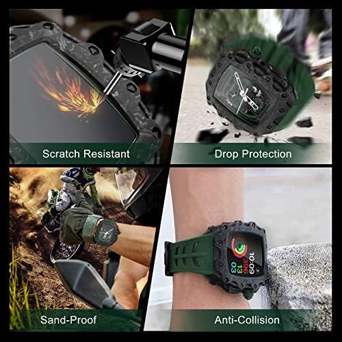 CNHKAU DIY komplet za modifikaciju za Apple Watch 45mm 44mm Carbon Fiber Case 3in1 poklopac branika za IWATCH serije 8 7 6 5 4 SE silikonska remena