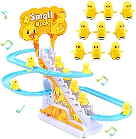 Igračke za penjanje na malim patkima, električne patke The Hasing Race Track Game Set, igračka rezistera sa 9 patka LED lampica i glazbeni gumb, zabavna patka stabica za male i djecu