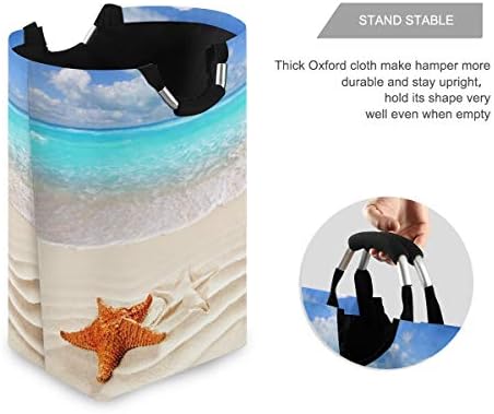 Yyzzh morska zvijezda preko valovite Bijele Pješčane plaže Svijetlo plavo nebo Ocean Summer Print velika torba za veš korpa torba