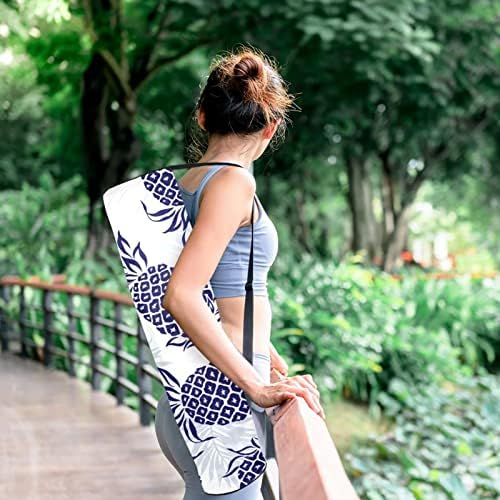 Yoga Mat torba, tamnoplavi uzorak ananasa Vježba Yoga Mat Carrier full-Zip Yoga Mat torba za nošenje sa podesivim remenom za žene i muškarce