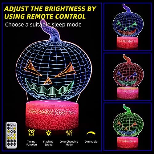 Vinciph Halloween 3D Illusion Pumpkin noćno svjetlo za dijete, višebojna dinamička promjena 3D noćna lampa sa USB kablom i dodirom & daljinski upravljač, Božićni praznici rođendanski pokloni za dječake i djevojčice