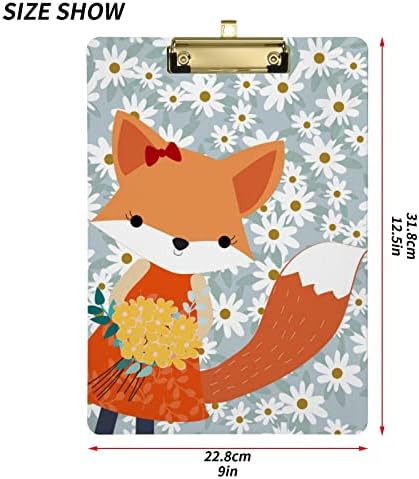 Cute Fox Plastic Clipboards sa metalnom kopčom letter Size Clipboard Low Profile Clip ploče za medicinske sestre Kancelarijski materijal