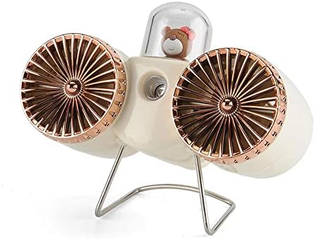 Ventilator sa dvostrukom glavom USB punjivi ventilator sa niskim nivoom buke za kućnu kancelariju 3 brzina svjetlo noćni ventilator podesivi ventilator šareni