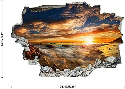 SAD obala Sunrises i zalasci Scenografije Stones Sky Zidni ukras Landscape 3D pauza kroz zidnu naljepnicu Izmjenjiva smiješna zidna