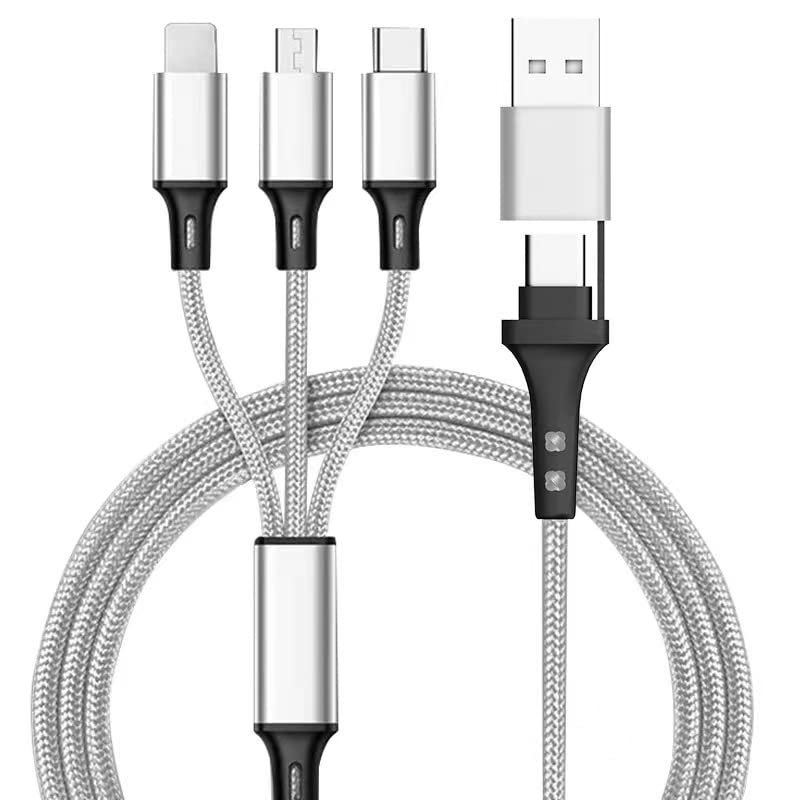 Kabl za punjenje na više porta 2Pack 4ft 6 u 1 kabl za punjač sa USB adapterom [u priključku: Type-C / USB] [van-port: Tip-C / Micro USB / Apple Lightning]
