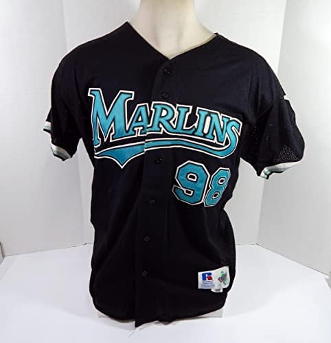 1999-02 Florida Marlins # 98 Igra Polovna ploča za crnu dresu Uklonjena 48 DP42604 - Igra Polovni MLB dresovi