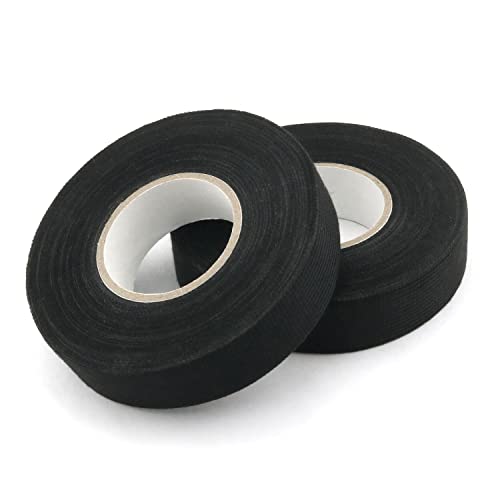 Kabelski kabelski tape dghaop 2pcs ljepljiva tkanina traka 19mm x 15m crna flanela samo ljepljiva motka koja se može osjetiti bez efekta otpornog na plamen