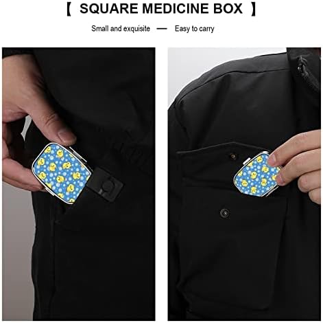 Kvadratna kutija za pilule slatka patka kutija za pilule metalna medicinska torbica Organizator za džepnu torbicu i putovanja 2, 2x1, 6in