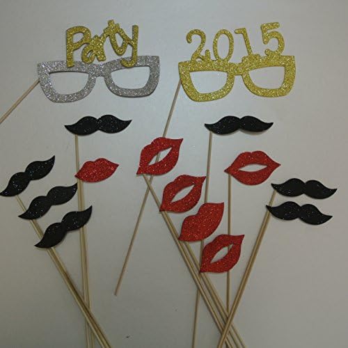 15 Pc Photo Booth Party rekvizite brkovi na štapiću Nove Godine 2015 naočare