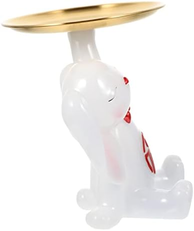 Holibanna Domaći dekor Tray Rabbit Ornament Decre Decor Kineska novogodišnja figurice Dekorativni ladici Minijaturni toaletni stol Metal Crveni nakit
