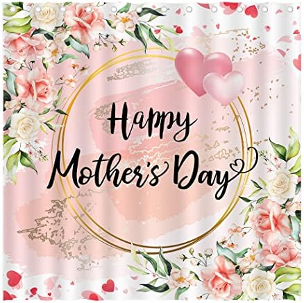 Juirnost Happy Matični dan tušske zavjese Najbolja mama u svjetskoj zavjesi za tuširanje za kupatilo ružičasto cvjetno srce Dekor vodootporna tkanina 72 x 72 inča sa 12 kuka