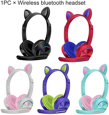 Tookie cat Ear slušalice, bežične Bluetooth Bluetooth 5.0 slušalice sa Surround zvukom sa LED svjetlom sklopive slušalice za igranje