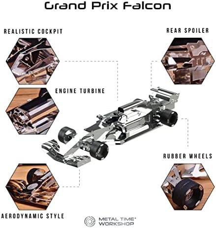 Metalni - Time Race Car mehanički Model, F1 automobil metal model Kit, 3d metalni model kompleti za izradu za odrasle, Model Formula One Grand Prix Falcon