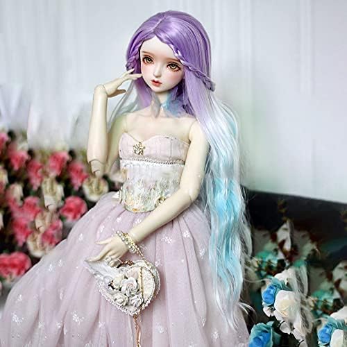 Lllunimon Fairy Style BJD SD lutka perika, izuzetno duga ljubičasta do bijela plava valovita kosa vučna pribor za lutke, za 1/4 BJD lutku