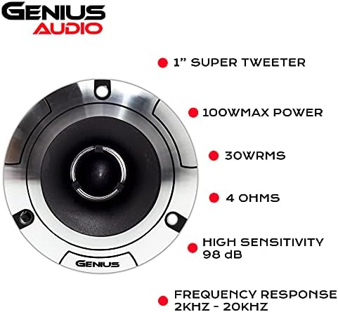 Genius Audio GPRO-T12 , 30 W RMS - 100 WADTS MAX, PRO audio super visokotonsko zvučnik, aluminijski dijafragm Auto zvučnik, feritni