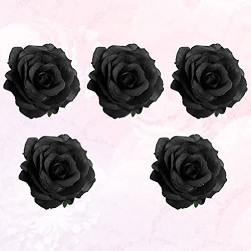 SHERCHPRY Ružina kopča za kosu 10cm umjetne kopče za kosu, 5kom Crne kopče za kosu, vjenčani cvijet broš za cvijeće Pink up Black Girl Hair Accessories