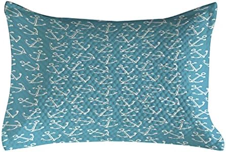 Ambesonne sidreni jastuk, uzorak krstarenje jedrom Ocean Sea Theme Theme Vintage Design Ljeto, Standardna pokrov za prikrij jastuka