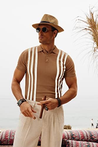 PJ Paul Jones Muške vintage pruge pletene polo majice kratki rukav Golf pletene muške polo majice
