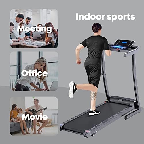 Treadmill, preklopna traka za trčanje s ručnim nagibom za hodanje i trčanje, LCD ekran, ugrađeni Bluetooth zvučnik, senzor za srce,