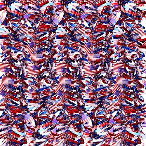 120 stopa 4. jula Patriotska žitnica Garland Dekoracija američka zastava Crveni bijeli plavi metalik Chunky Glitter Garland Viseće