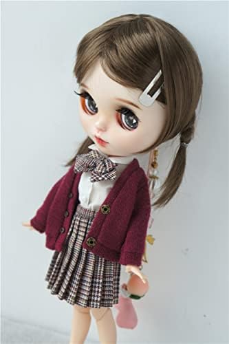 Qbaby lutke Perike JD509 9-10INCH 23-25cm Sintetički mohair priroda kratkih blizanački pletenica Ponytails Country Girl BJD kosa