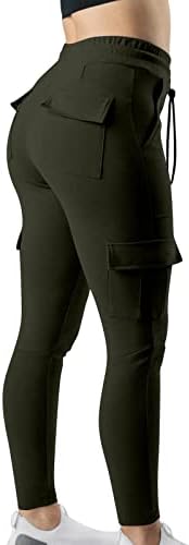 RBCulf Ženske hlače plus veličina Visoki struk Slim Dukset Elastični struk String Side Pocket Yoga Tajice Radni sportovi